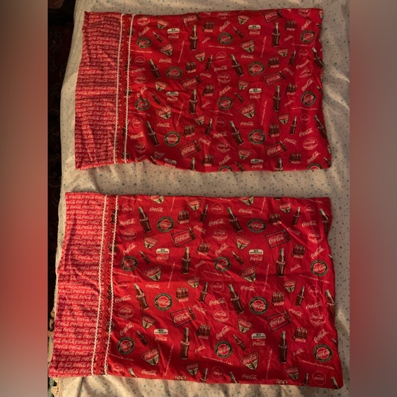 Vintage Coca Cola 2 Collectible Pillowcases Pattern 1006 Handmade Authentic - Picture 1 of 9